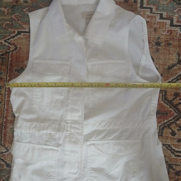 Ann Taylor LOFT Utility Vest White Pockets SZ S. - Picture 6 of 6